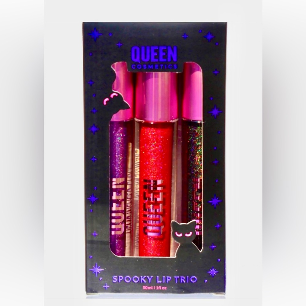 QUEEN cosmetics 👑 Limited Edition & Discontinued Holographic Spooky Lip Trio💄👻🦇